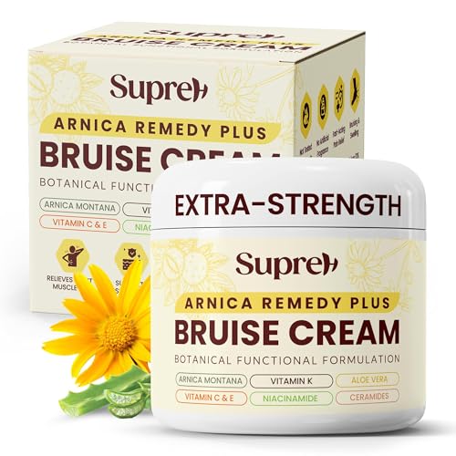 SupreH Arnica Bruise Cream Extra Strength for Thin Skin & Seniors Vitamin K C & E Arnica Montana Cream for Bruises Swelling & Discoloration Fragile Skin Care Face & Body 4 oz