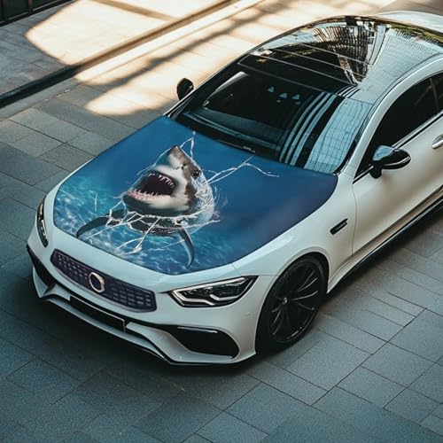 Image of Cute Shark Hood Cover for Truck Stretchable Engine Cover Can be Washed Hood Wraps Universal for Cars