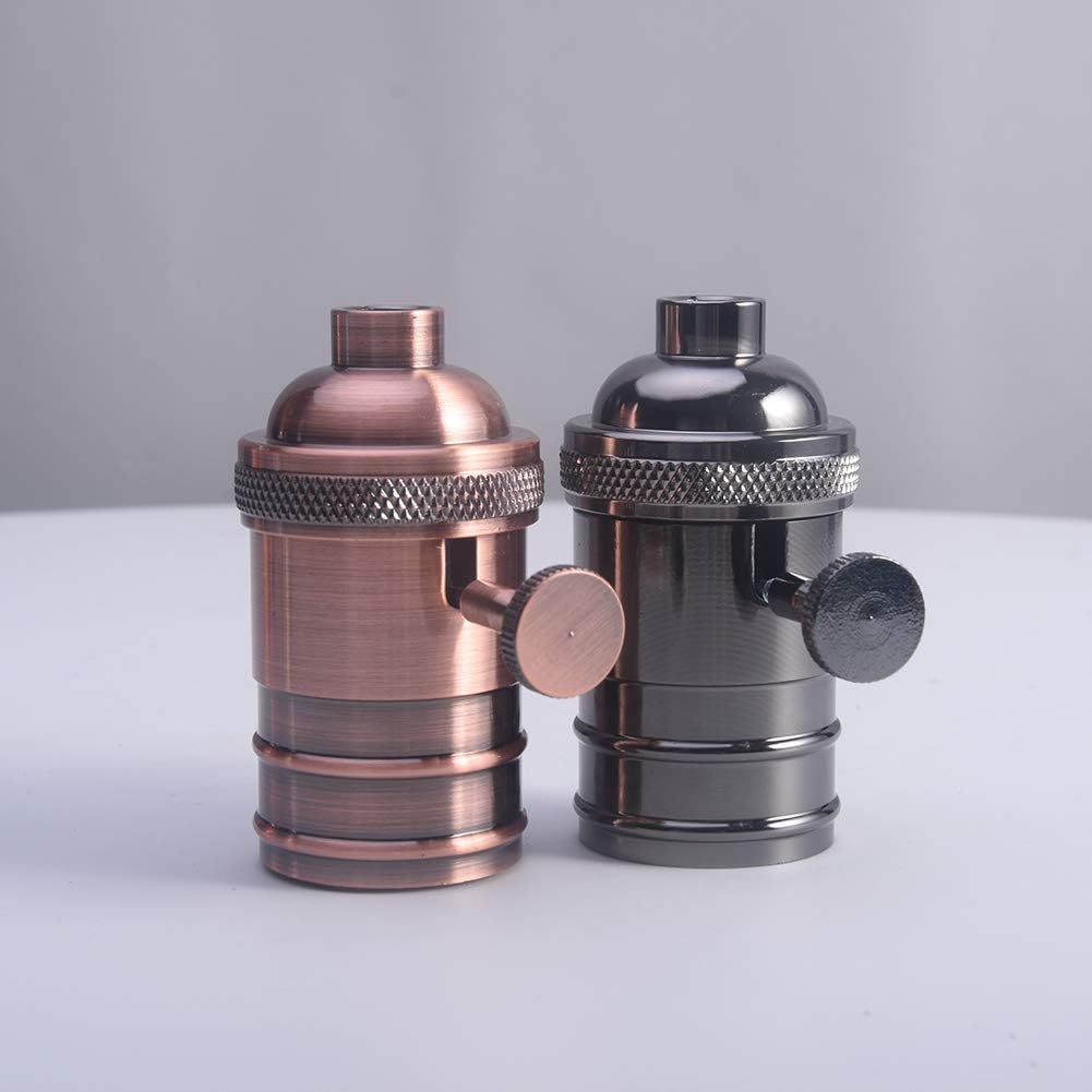 Get Special Price UXELY Edison E26/E27 Bulb Retro Lamp Holder, Retro Vintage Edison Light Bulb Lamp Socket, Bulb Holder, Light Socket, Socket with Knob Switch Light Fitting Set for Bulb Pendent Light Wall Scone DIY