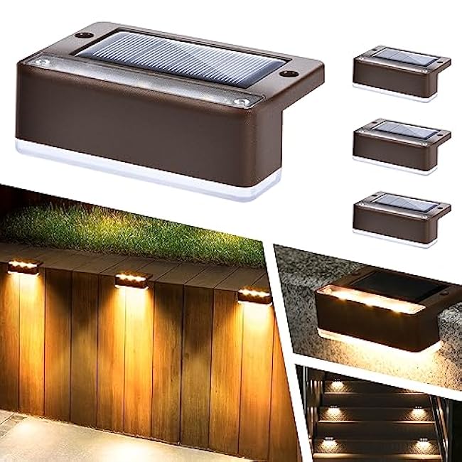 SOLPEX Solar Fence Lights, 6 LEDs, Warm White, 4 Pack