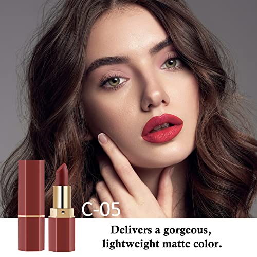 Boobeen Matte Lipstick Velvet Smooth Lip Stick With Rich Color Nude Lip Stain Long Lasting Waterproof Matte Nude Lip Makeup For Women Girls, Non-Stick Cup Soft Satin Finish #TOP4