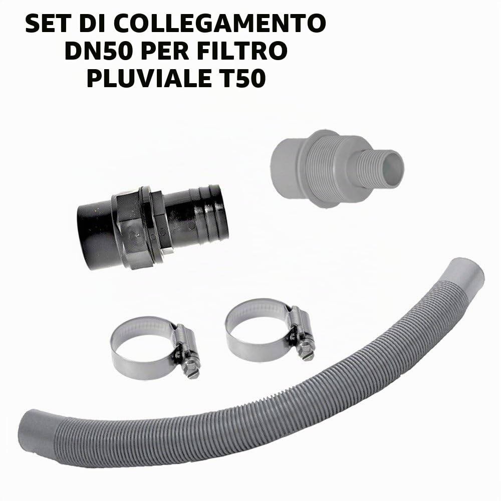 FILTRO PER ACQUA PIOVANA - FILTRO PLUVIALE per serbatoio - FILTRO PER GRONDAIA autopulente con installazione universale 75-110mm con SET COMPLETO di collegamento