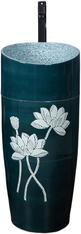 Bathroom Countertop Vessel Sink Pedestal Basin Wash Balcony Bathroom Home Integrated Floor-standing Pedestal Sink Vanity