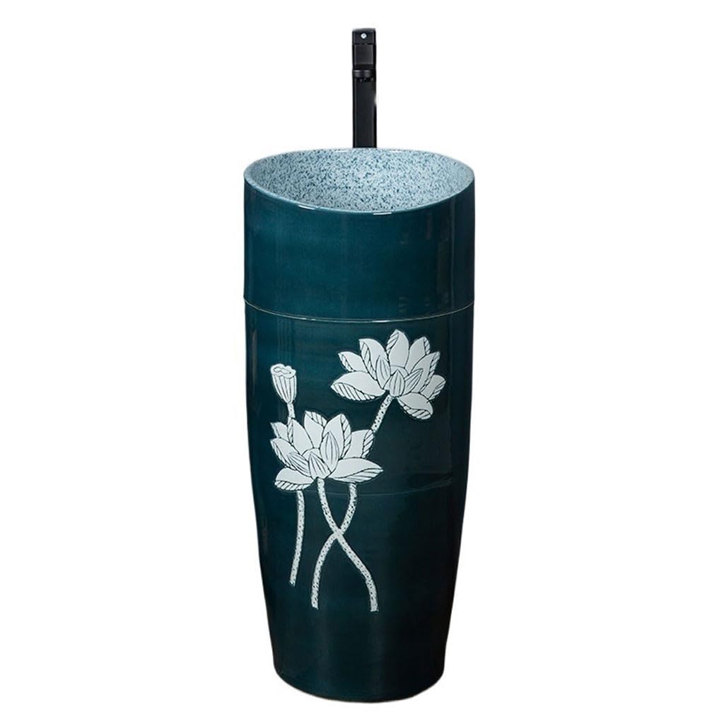 AYCDL Pedestal Sink Pedestal Basin Pedestal Wash Basin Balcony Bathroom Home Integrated Floor-Standing Wash Basin Bathroom Pedestal Sink