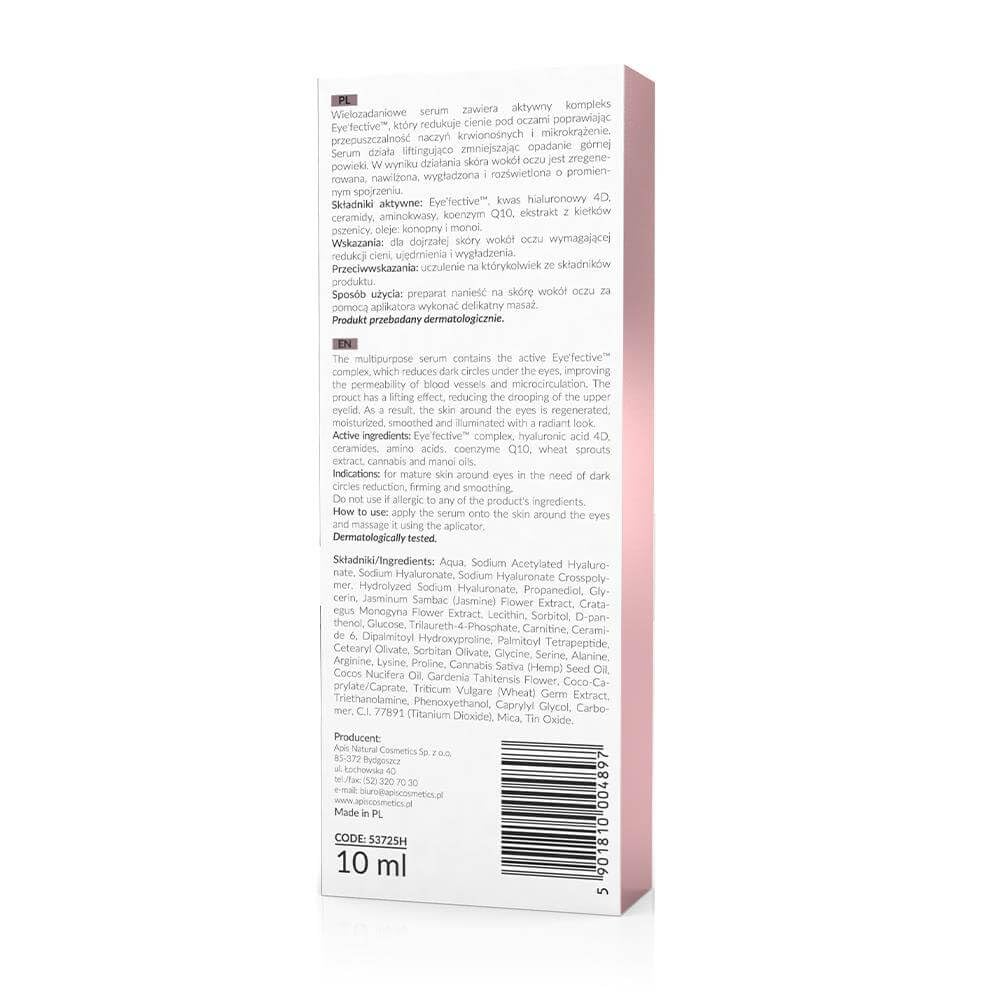 APIS Serum pod oczy lifting i redukcja cieni pod oczami z kompleksem Eye-Fective, wygładzanie i lifting skóry wokół oczu, 10 ml