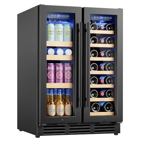 ICEVIVAL Wine and Beverage Refrigerator, 24 Inch Beverage Refrigerator with Glass Door, Wine Fridge...