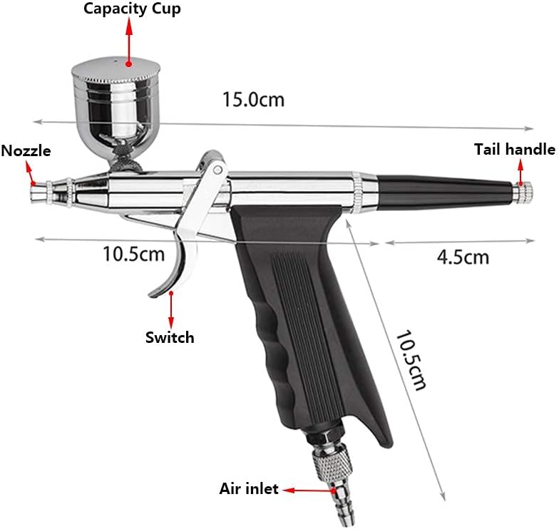 Uouteo Airbrush Trigger Gun Kit: Double Action Airbrush Spray Gun with 0.5mm Needles+0.2mm, 0.3mm, 0.5mm Airbrush Nozzle and Airbrush Needles Replacement Parts