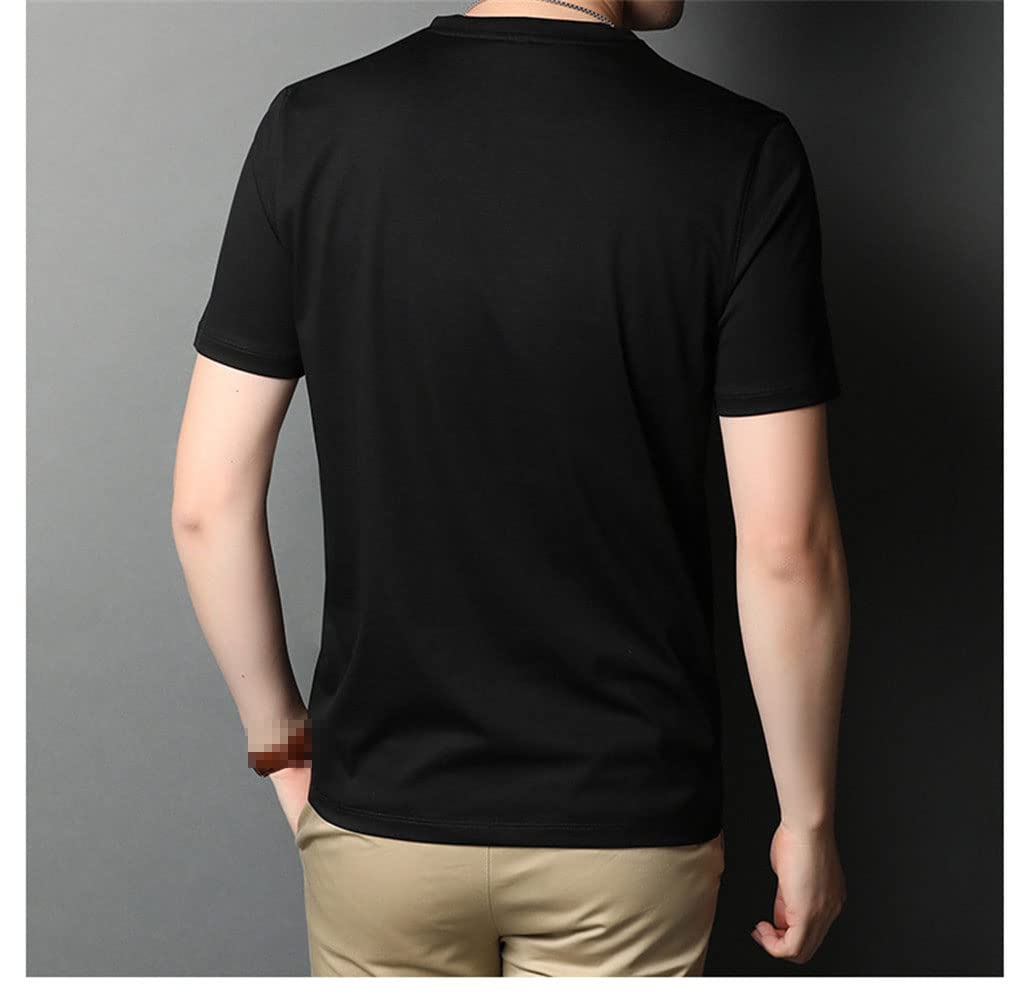Sommer Herren Seide T-Shirts Luxus Kurzarm Einfarbig Rundhals Herren T-Shirts Einfach Casual Man Tees Tops