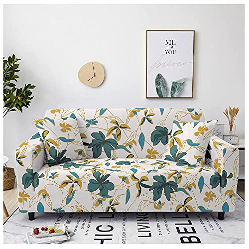 Housse de canapé extensible et housse de coussin à motif feuilles - 2