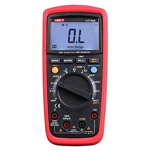 UNI-T UT139A CAT III 600V True RMS Digital Multimeter with Frequency,NCV,Resistance, Voltage,Temperature measurement,Red/Grey