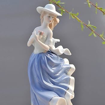少女像置物/陶器 女性の像の陶器の彫刻、粘土像、灰色の室内装飾の女の子の部屋