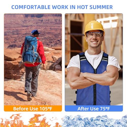 Image of Cooling Vest for Men&Women, Reflective Ice Vest with 32 PCS Ice Packs, Cool Jacket for Hot Weather Summer Workout