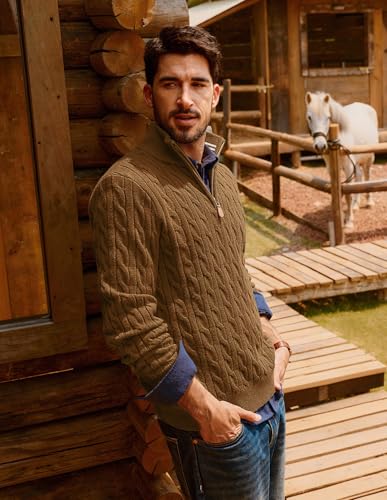 PJ PAUL JONES Mens Quarter Zip Sweater Cable Knitted Pullover Sweaters Textured Solid Colors Sweater4