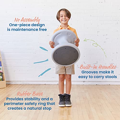 Image of ECR4Kids Twist Active Wobble Stool, 14in Seat Height, Classroom Furniture, Light Grey