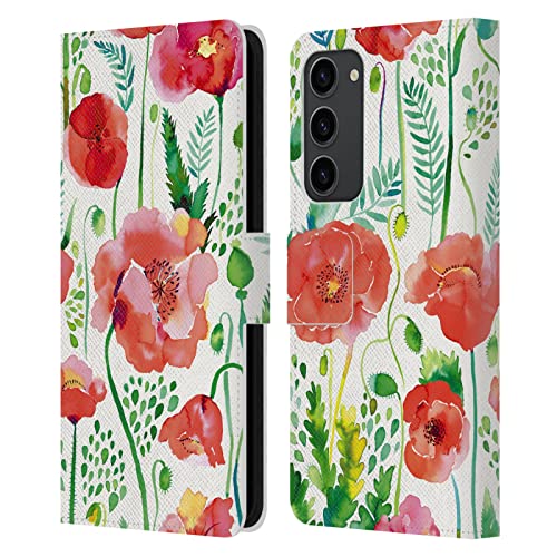 Housse Cuir Samsung Galaxy S23+ 5G Ninola Red Floral avec Rangement