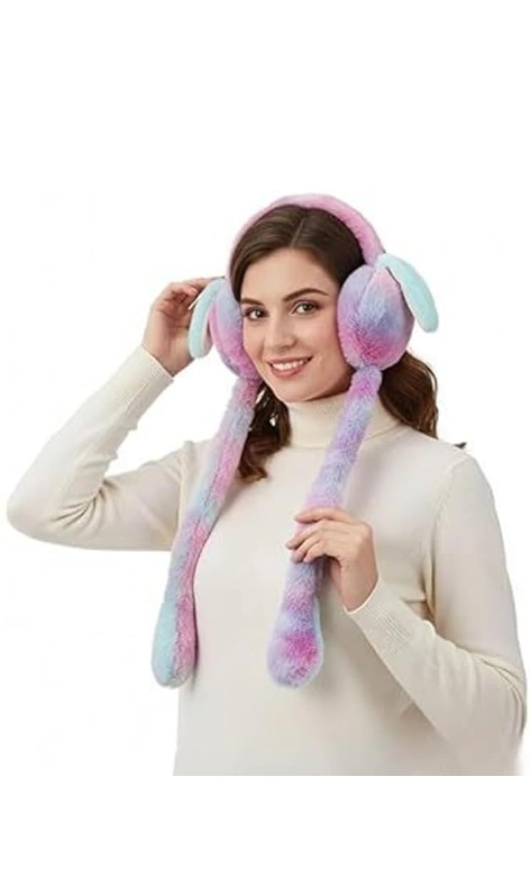 Cute Rabbit Ear Winter Earmuffs for Women & Girls | Soft Plush Ear Warmers-image-36