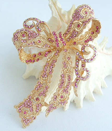 Image of 4.13 inch Rhinestone Crystal Bowknot Brooch Pin Pendant Wedding Prom Jewelry BZ5823