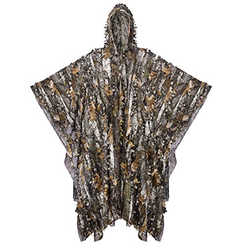Tongcamo Combinaison Tenue de Chasse Camouflage Ghillie 3D Chasse Vêtements pour la Chasse dans la Jungle, la Photographie de la Faune, l'observation des Oiseaux, Halloween, Le tir