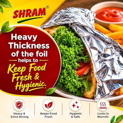 Image of Aluminium Foil 18 Meter + 2 Meter Free | 11 Micron Food Grade Kitchen Foil Roll | Safe Paper Zigzag Cutter | Multipurpose Foil for Home, Hotel & Restaurant Use | Baking, Grilling & Food Wrapping