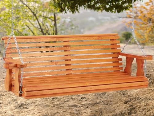 Image of U-MAX 5.5Ft Wood Porch Swing, 880lbs Weight Capacity