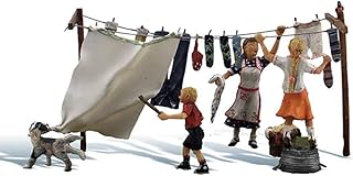 Wash Day Getaway (3 Figures, Dog & Accessories) HO Scale Woodland Scenics