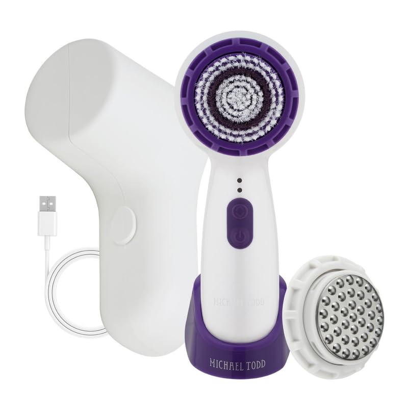 Michael Todd Beauty Soniclear Allure 2024 Best of Beauty Winner Facial Cleansing + Exfoliation Brush System with 3 speeds, Serum Infusion Head + Travel Case.