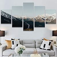 SIGNWIN 5 Panel Canvas Wall Art Valley Rivers for Home Decorations Ready to Hang - 60