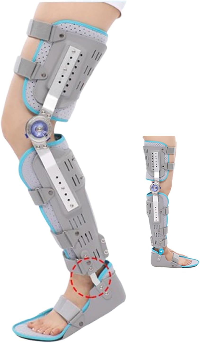 Post op knee brace hypershell exoskeleton leg braces for walking Support Adjustable Ankle Foot Orthosis Braces with Walking Boots Rehabilitation Equipment Left And Right Leg for Women Men(B Right,Larg