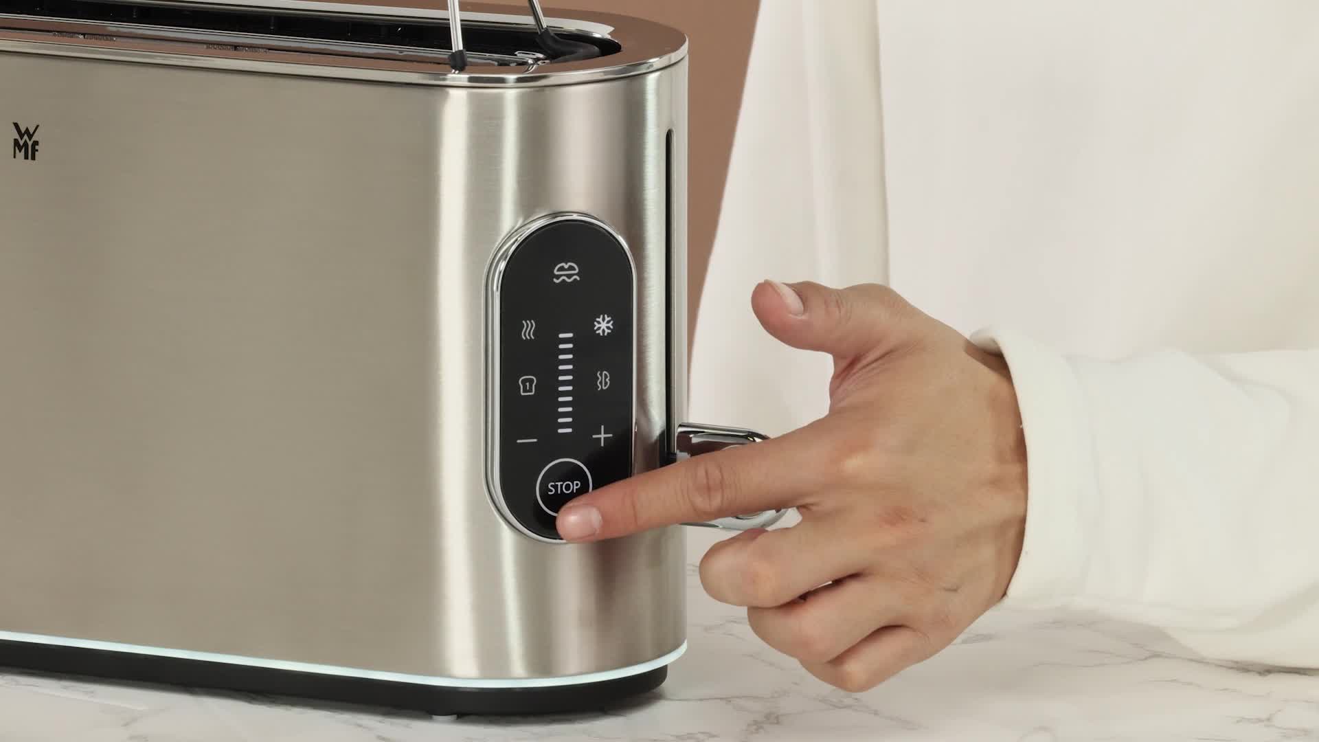 Tostapane WMF Lono Silk 2 Fette XXL – Acciaio Inox Anti-impronte, 7 Livelli Di Doratura E Funzione Scongelamento, 900W
