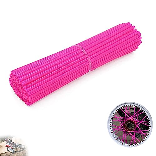 Image of 72 PCS Universal Spoke Skins Motorcycle Dirt Bikes Colorful Protective Trim Wrap Cover Wheel Guard for Yamaha Kawasaki Suzuki(Pink)