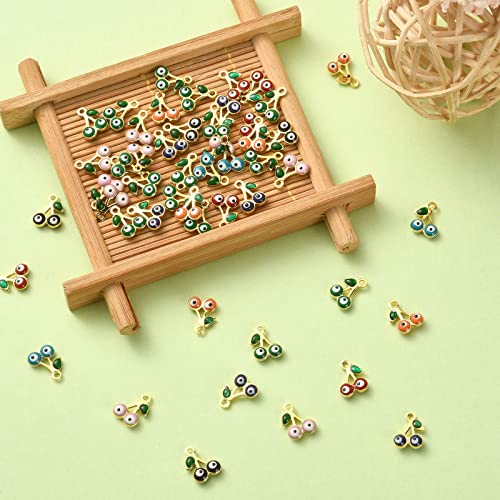 Stiesy 50Pcs Random Color Enamel Cherry Charms Pendants Cherry with Evil Eye Charms Cute Fruit Dangle Charms for DIY Crafts Bracelet Jewelry Making - Image 4