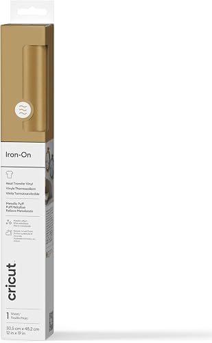 Cricut Puff Iron-On Metallic Gold 30.5 x 48.3cm for Custom T-Shirts & DIY Crafts