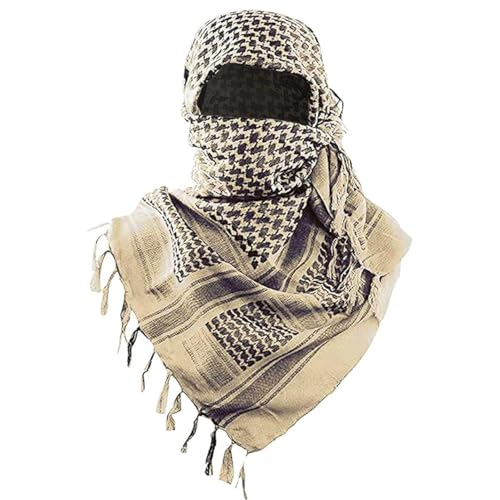 Image of Cotton Shemagh Keffiyeh Scarf - Lightweight Tactical Desert Head Neck Wrap, Sun Protection Outdoor Scarf for Summer Hiking