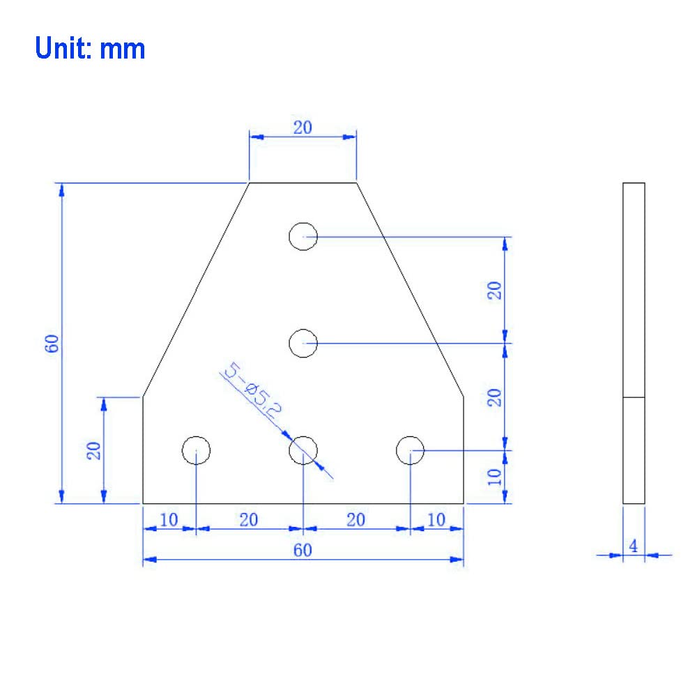 Yeebyee 2020 Corner Bracket Plate T Shape 5 Hole 90 Degree Outside Joining Plate with M5x8mm Screws and T-Nuts for 20 x 20mm Series Aluminum Extrusion Profile,8pcs/Pack (Silver-2020 T Shape) - Image 3