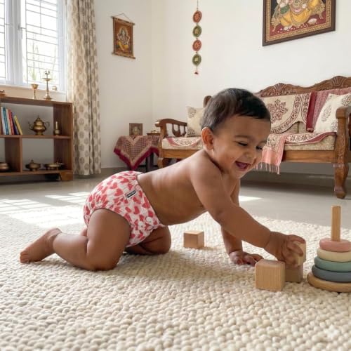 Image of Little Pea Adjustable Cloth Diaper for Babies (3 Months-3 Years) | Leak-Proof, Washable & Reusable | Includes 1 Diaper + 1 Absorbent Pad | Free Size (5-18 kg) | Pack of 1