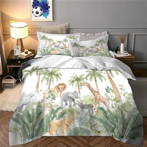 Housse de couette microfibre respirante animaux safari lit double - 6