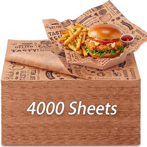 Outus 4000 Pcs 12 x 12 Inch Deli Wax Paper Sheets, Brown