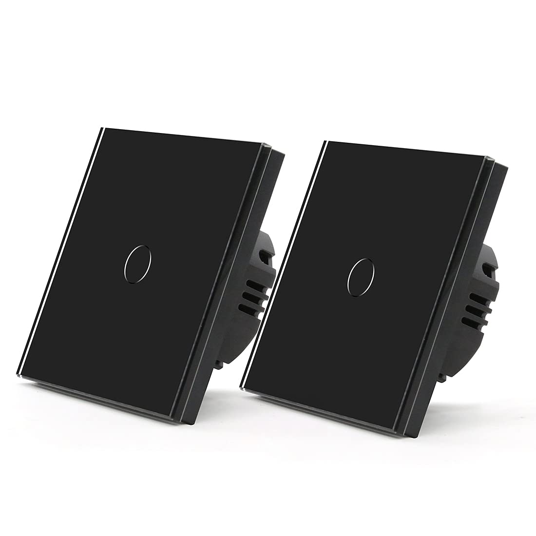 Interruptor Tactil,Interruptor Inteligente 1 Gang 2 Way Tock Control DE Toque 2 Paquetes Interruptor de luz Blanco Interruptor Impermeable del Interruptor de la Clase Dorada de Oro(Black)