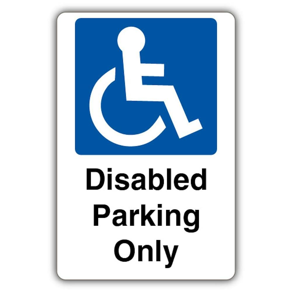 V Safety GloReflect Disabled Parking Only Safety Sign - 300 x 450 mm - 3mm Aluminium Composite - GloReflect