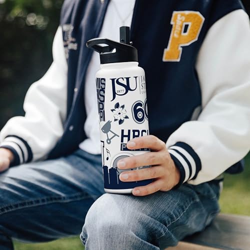 Image of Logo Brands NCAA Native 34 oz Quencher Water Bottle - | Local Icons Design | Double-Wall Insulated| Leak-Proof Lid & Built-In Straw