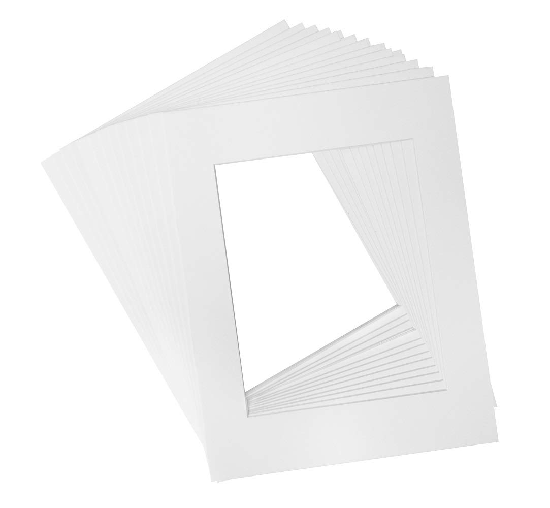 Golden State ArtAcid Free, Pack of 25, 11x14 White Picture Mats - Fit 8.5x11 Photo/Certificate - High Premier Bevel Pre-Cut White Core Mattes - 25 Single Mats