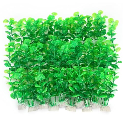 Image of AQUANEAT Fish Tank Artificial Plants, Aquarium Plants Plastic, 12Inch Tall Green Decorations,10packs