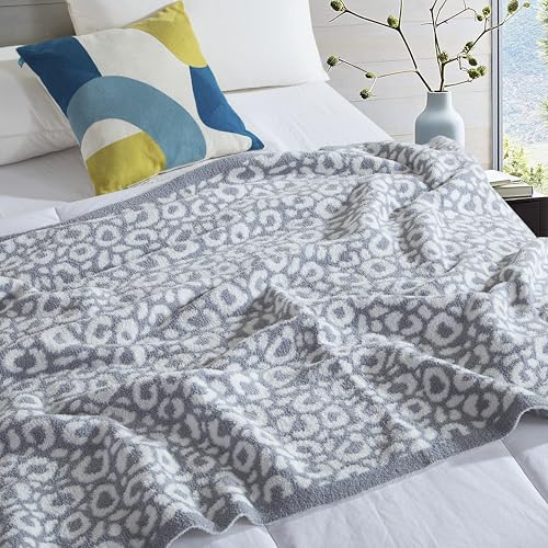 Image of Elegant Comfort Leopard Throw Blanket, Gray Super Soft Cozy Fluffy Warm Throw Blankets for Couch, Sofa, Chair, Bed, Camping, Picnic, Travel Lightweight Bed Blanket (50 inch x 70 inch)