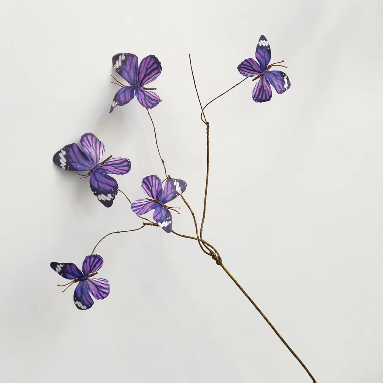 WLH Alexanders Artificial Butterfly Branche Simulation Branch Stems with Fake Butterfly Floral Arrangement for Vase Decor faux flower(Lila)