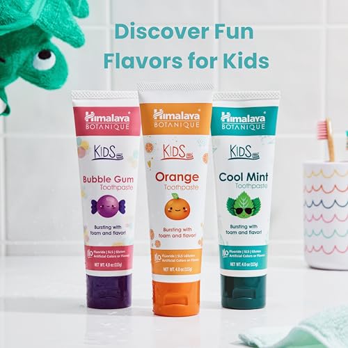 himalaya botanique kids toothpaste cool mint fluoride-free gentle no artificial colors sls free gluten free cruelty free vegan foaming 4 oz 1 pack