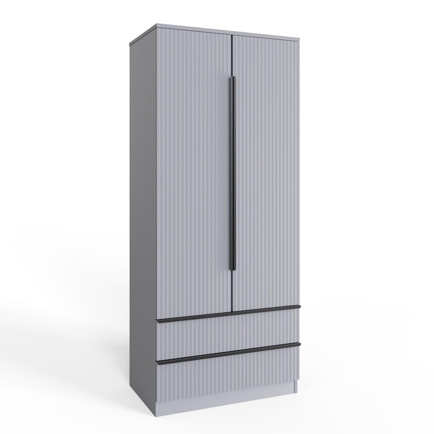 FWStyle Larnia Matt Grey 2 Door 2 Drawer Wardrobe with Hanging Rail Storage