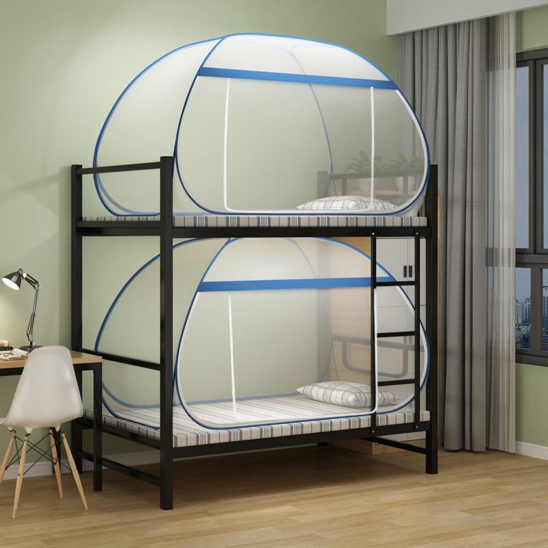Zanzariera pieghevole rettangolare per letto singolo da 0,9 x 1,9 m, per letto singolo, per dormitori, letti a castello, zanzariera, rettangolare, con fondo pieno