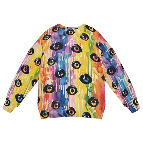 JUNZAN Halloween Scary Eyes Ball on Rainbow Little Boys Hoodie Sweatshirt Fleece Hoodies for Girls Party 4T2