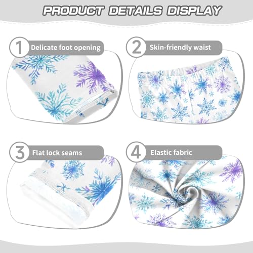 senya Girls Printed Leggings Yoga Pants Blue Purple Snowflakes Pattern for Kids in 4t to 10 Years, 4T3