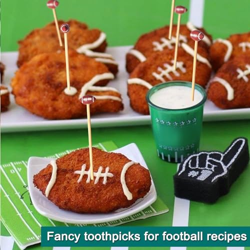 Football Picks, Football Cocktail Picks,100pcs 4.7inch Football Toothpicks for Appetizers, Fruit Sandwich Skewers Dessert Sticks for Rugby Ball Super Bowl League Sports Catered Events Party Supplies - Image 7